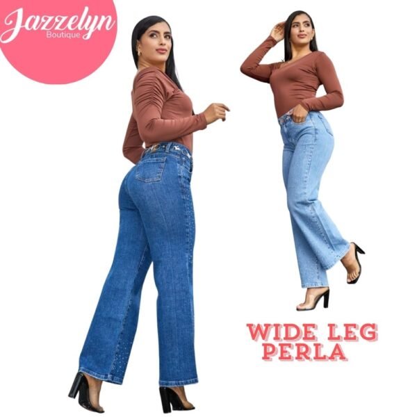 Shava jeans-Wide leg Perla con brillos